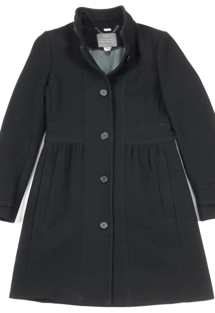 J Crew Double Cloth Colletta Black Wool Pea Coat 2